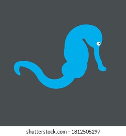 The blue seahorse vector that focuses on looking ahead is made using the golden ratio technique. suitable for logos, mascots related to the sea, and can also be used for t-shirt printing