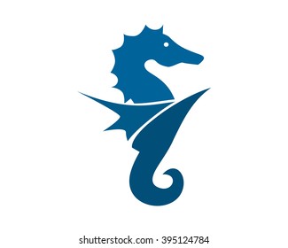 blue seahorses blue silhouette image vector