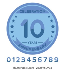 Blue Seal Anniversary Celebration - Blue Seal in Circular Shape with Personalized Numbers to Edit.