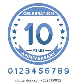 Blue Seal Anniversary Celebration - Blue and Transparent Seal in Circular Shape with Personalized Numbers to Edit.