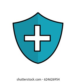 blue seal cross emergency security line icon