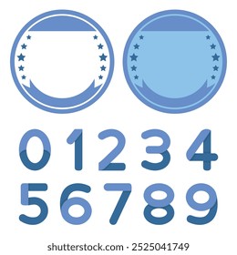 Blue Seals Template with Personalized Numbers - Transparent, Filled and Circular Seals.