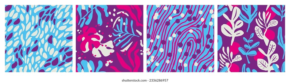 Blue Seamless Abstract Branch Scribble Texture. Orange Repeated Classic Plant Watercolor, Seamless Collection. Black Continuous Color Organic Ornament Backdrop. 