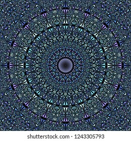 Blue seamless abstract curved triangle mosaic kaleidoscope mandala pattern wallpaper - geometrical vector background graphic