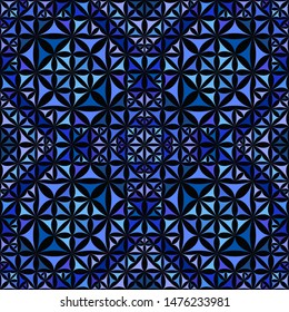Blue seamless abstract curved triangle mosaic kaleidoscope wallpaper pattern - geometrical vector background graphic design