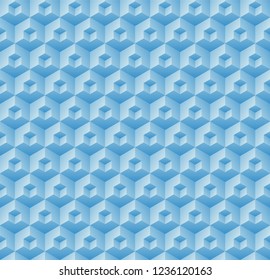 Blue seamless abstract geometric pattern, Half a block within a block wallpaper design, Vector illustration