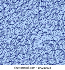 Blue seamless abstract hand-drawn waves pattern 