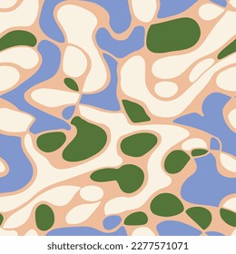 Papel De Fondo De Pantalla Moderno De Crítica Azul Sin Marea. Colorida Y Creativa Acuarela Orgánica, Textura Sin Marea. Naturaleza Repetitiva Naranja Dibujo Gráfico Art. 