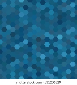 Blue seamless abstract mosaic background. Hexagons geometric background. Design elements. Vector illustration