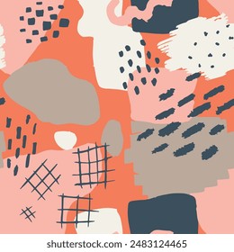 Blue Seamless Abstract Trendy Ornament Design. Vivid Repeated Color Isolated Illustration, Seamless Sketch. Bright Endless Summer Decorative Scribble Stripes