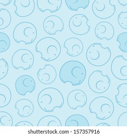 Blue seamless baby pattern with elephants.
