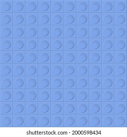 Blue seamless background with circles on squares. Simple flat design for website design, banner, advertising, poster or flyer, for texture, textiles and packaging. Simple background.