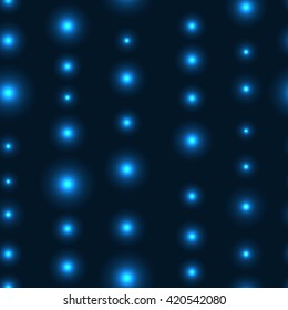 Blue seamless background with LED lights in line. Seamless background with chain of shinning stars