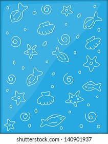 blue seamless background with Sea Animals