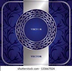 blue seamless background with silver  ornament