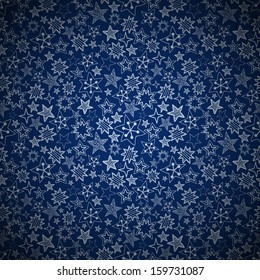 Blue seamless background with stars. Can be used for wallpaper, pattern fills, textile, web page background, surface textures. Vector illustration 