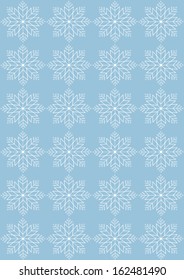 Blue seamless background with white snowflakes