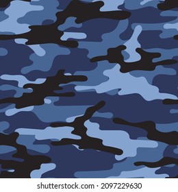 blue seamless camouflage. print on clothes or print. vector.
