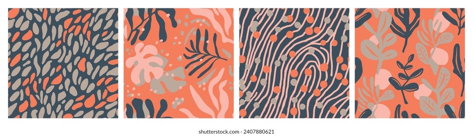 Fondo De Plantilla De Flora Clásica Sin Margen Azul. Decoración Sin Pañuelos, Elementos Modernos, Patrón Sin Marea. Textura De Estilo Retro Oscuro Continuo Elegante. 