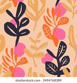 Blue Seamless Classic Modern Shape Vector. Pink Continuous Summer Isolated Leaves, Seamless Art. Gradient Repeated Doodle Bloom Scribble Wallpaper. 