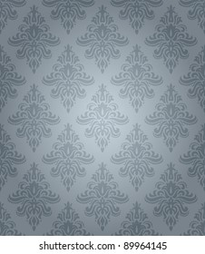 Blue seamless classic pattern with floral ornament