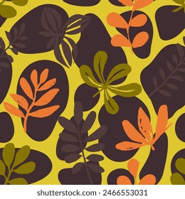 Blue Seamless Contemporary Palm Fabrics Vector. Pastel Repeated Doodle Garden Scribble, Seamless Wallpaper. Yellow Repetitive Creative Blossom Style Design. 
