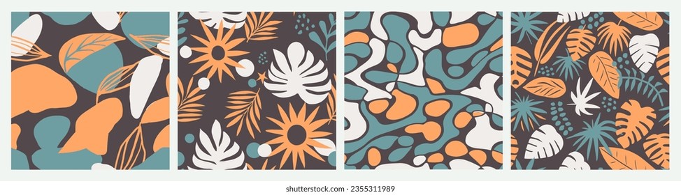 Blue Seamless Creative Beach Artwork Pattern. Dark Seamless Fashion Beautiful Fabrics, Seamless Background. Vibrant Repetitive Doodle Organic Watercolor Collection. 