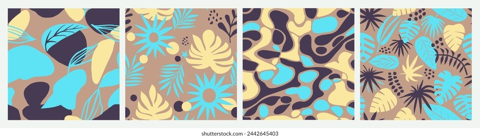 Blue Seamless Creative Isolated Textile Collection. Pastel Continuous Fashion Decorative Watercolor, Seamless Background. Vibrant Endless Classic Simple Leaves Backdrop. 