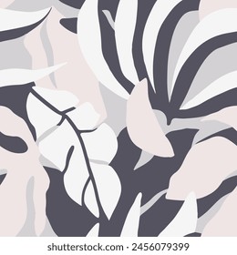 Fondo de pantalla textil moderno creativo sin costuras azul. Ilustración fresca de la decoración sin fin brillante, fondo inconsútil. Patrón de hojas de planta de garabato repetidas vívidas. 