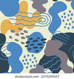 Blue Seamless Creative Retro Set Backdrop. Vivid Seamless Classic Simple Watercolor, Seamless Paper. Light Repeated Stylish Decorative Shape Vector