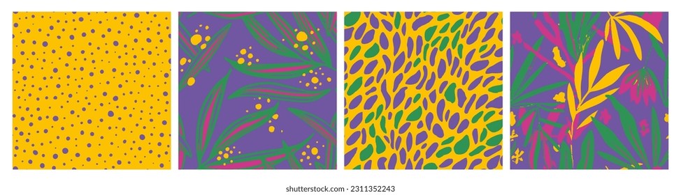 Blue Seamless Decoration Flora Paint Print. Vivid Repetitive Contemporary Artistic Shape, Seamless Set. Light Seamless Classic Natural Artwork Pattern. 