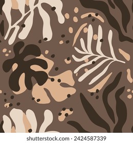 Blue Seamless Decoration Jungle Shape Pattern. Dark Endless Nature Artistic Quill, Seamless Background. Pink Seamless Doodle Organic Template Design. 