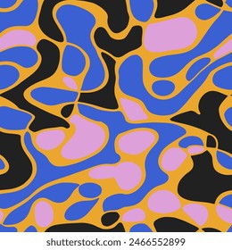 Blue Seamless Decoration Tropic Paint Print. Dark Endless Creative Fresh Watercolor, Seamless Wallpaper. Gradient Continuous Contemporary Graphic Fabrics Vector. 