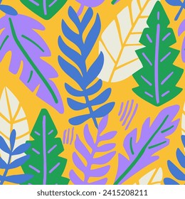 Blue Seamless Fashion Branch Scribble Vector. Hippie Continuous Doodle Beach Decor, Seamless Wallpaper. Vivid Repeated Nature Tree Paint Texture. 