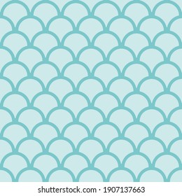 Blue seamless fish scales skin pattern.  Squama texture. Japanese traditional mermaid ornament.  Design for fabric, textile, wallpaper, wrapping. Vector illustration.