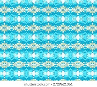 Padrão geométrico floral sem costura azul com simetria repetitiva e estilo decorativo. Perfeito para papel de parede, têxtil, fundo, padrão, design abstrato.