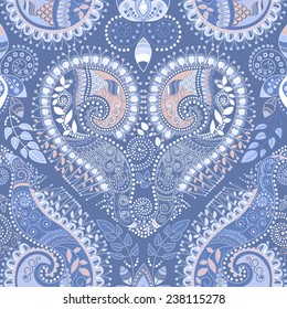 Blue seamless floral pattern