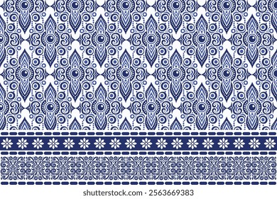 blue seamless floral pattern with arabesque borders for bohemian textile prints vintage wallpaper summer fashion designs and elegant carpet prints