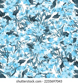 azul Seamless floral con flores, acuarela. Ilustración vectorial.