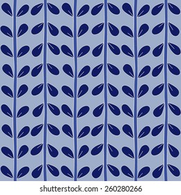 Blue seamless floral pattern handmade. Vector illustration.  
