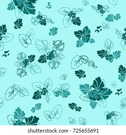 blue seamless floral texture . Vector illustration.