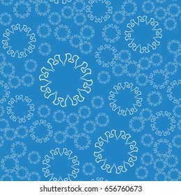Blue Seamless flower mandala for print on textile, fabric, coloring books and abstract backgrounds