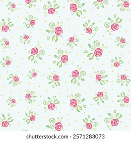 BLUE SEAMLESS FLOWER PATTERN POLKADOT