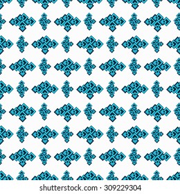 Blue seamless geometric pattern on a white background