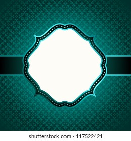 Blue seamless geometric pattern with vintage frame