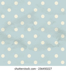 Blue seamless geometric vintage pattern from big white polka dots