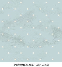 Blue seamless geometric vintage pattern from small white polka dots