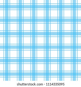 Blue seamless gingham pattern, vector background illustration