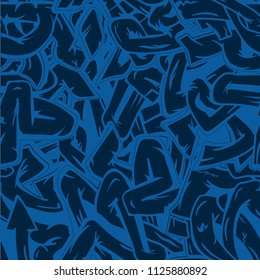 Blue seamless graffiti pattern in wild style
