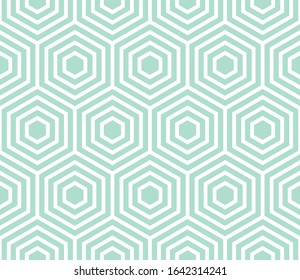 Blue seamless hexagonal pattern. Abstract vector background. Retro wallpaper. 